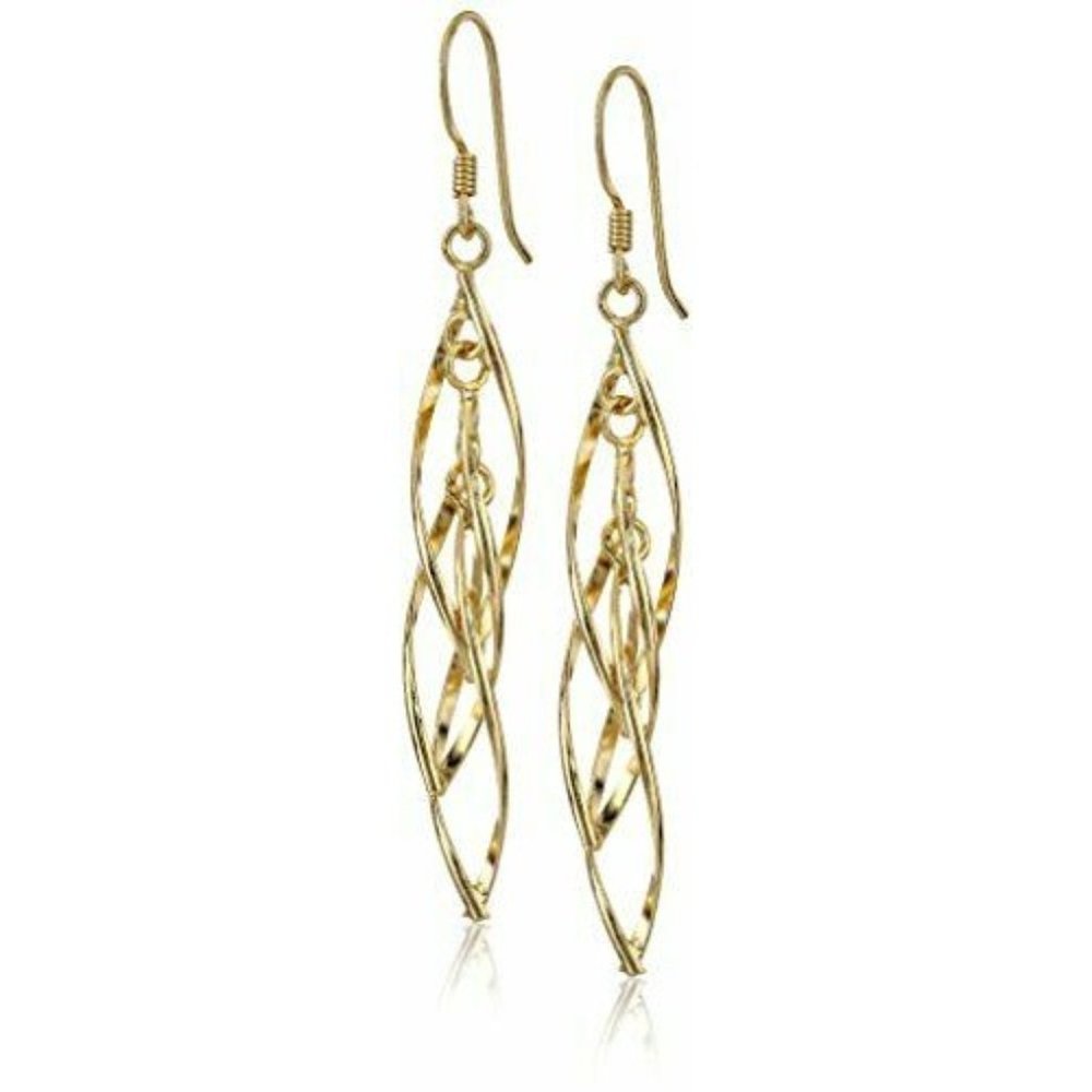 Gold Plated Sterling Silver Linear Swirl French Wi